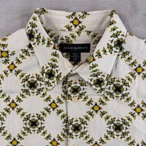 Jhane Barnes Geometric Abstract Art Shirt Men Large Multi 100% Silk SS NWOT